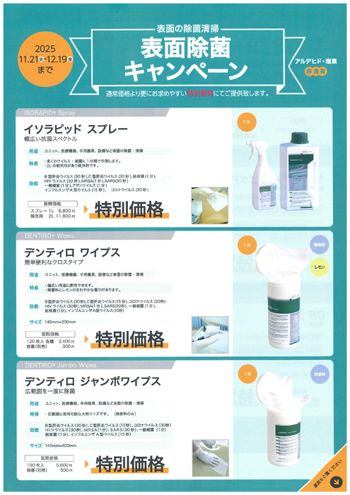表面の除菌清掃 表面除菌キャンペーン